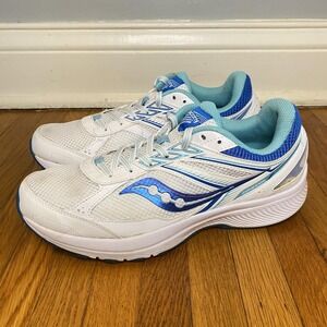 Saucony Cohesion Shoes Womens Size 9 White Blue Mesh Running Sneakers S10630-4